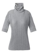 Organic Cotton Demi-sleeve T-neck Sweater