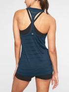 Athleta Womens Stripe Mesh High Neck Chi Tank Constellation Blue Size Xs