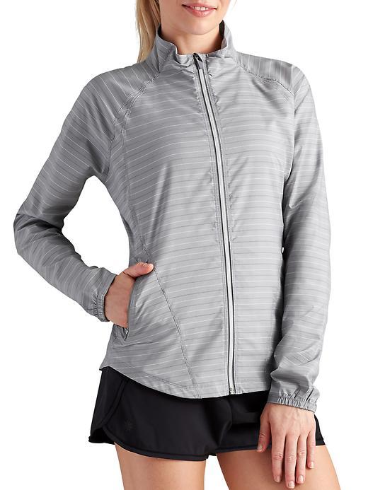 Athleta Womens Stripe Jammin' Run Jacket Size 1x Plus - Slate Grey