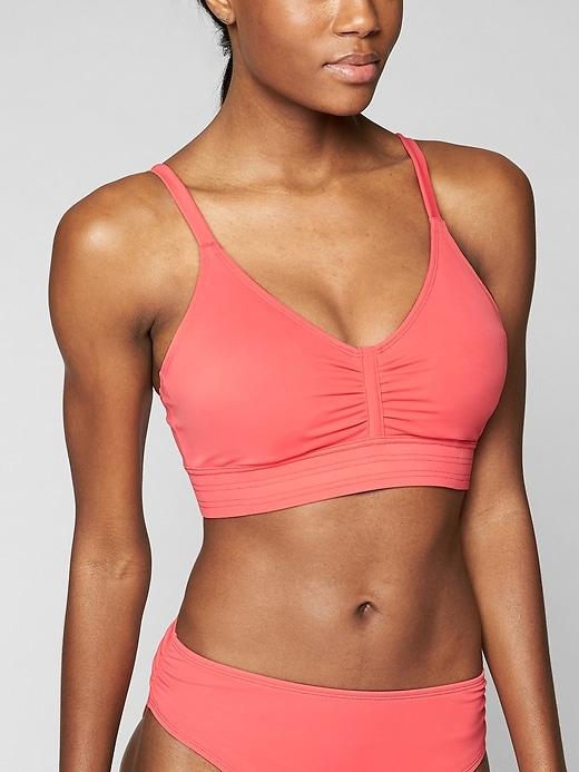 Athleta Womens Stitched Band Bikini Top Coral Flash Size 32d/dd