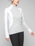 Athleta Womens Colorblock Running Wild Half Zip Size L - Light Grey Heather