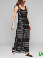 Athleta Womens Striped Maxi Dress Size L - Black/ White Stripe