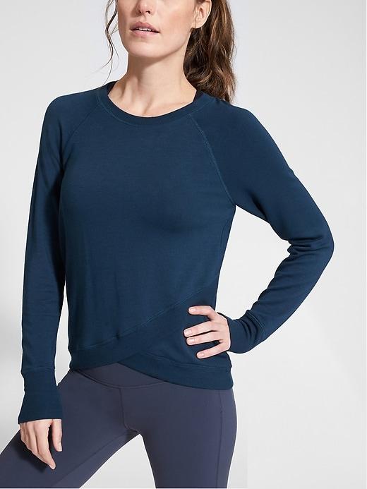 Athleta Womens Criss Cross Sweatshirt Abyss Size L