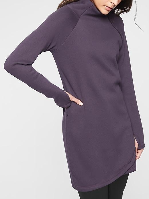 Athleta Womens Cozy Karma Asym Sweatshirt Dress Regal Plum Size Xs