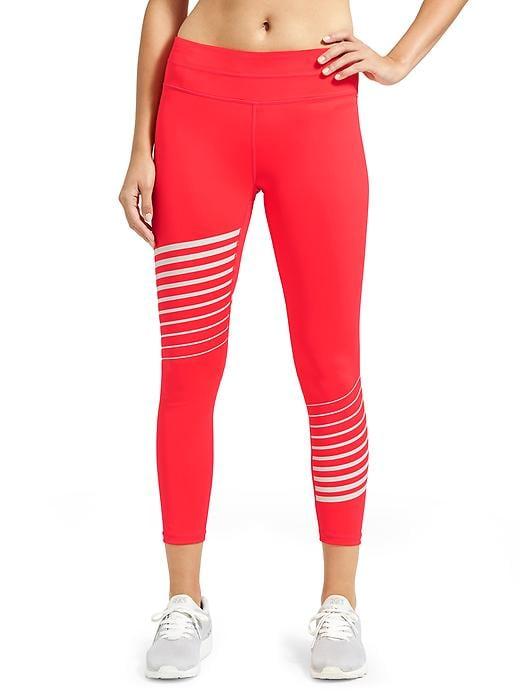 Athleta Womens Reflective Detail Sonar 7/8 Tight Size L Tall - Red It Neon