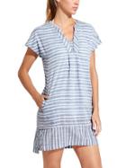 Athleta Womens Stripe Barbados Dress Size L Petite - Chambray