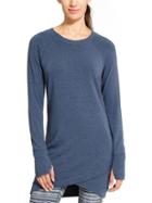 Athleta Womens Criss Cross Sweatshirt Dress Iron Blue Heather Size L
