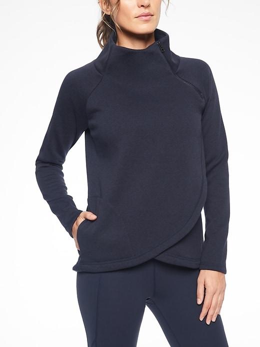 Athleta Womens Cozy Karma Asym Pullover Navy Heather Size Xxs