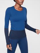 Athleta Womens Flurry Colorblock Base Layer Top Peacock Size S