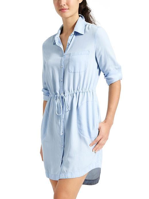 Athleta Womens Stellar Shirt Dress Size M Tall - Light Indigo