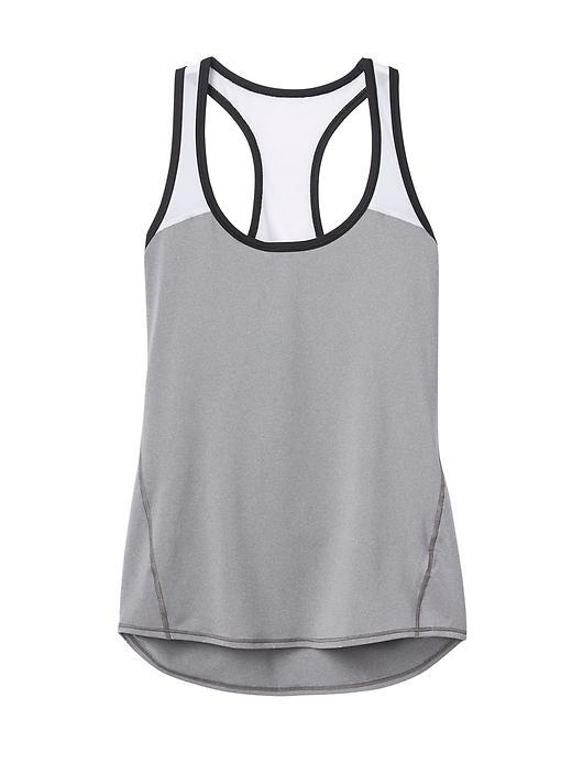 Athleta Womens Chi Mesh Tank Size L Tall - Grey Heather/black