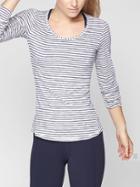 Athleta Womens Heather Stripe Chi Top Navy Heather/ Bright White Size 1x