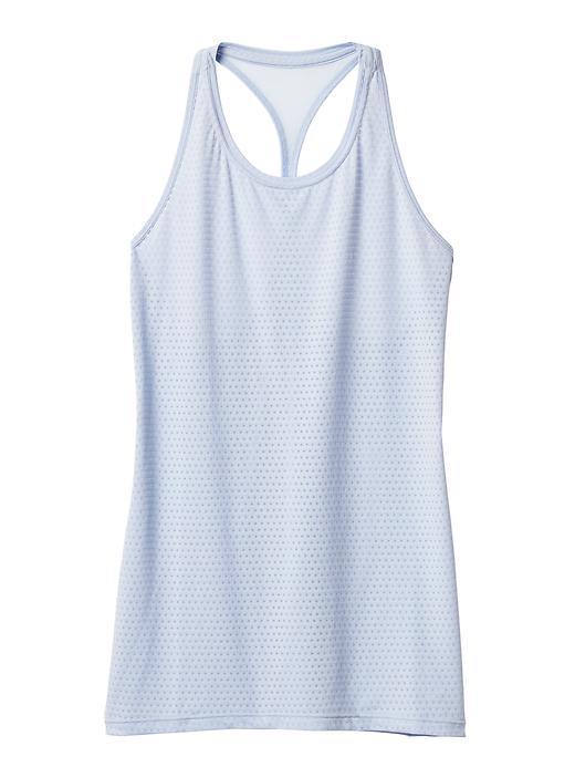 Athleta Womens High Neck Dot Mesh Chi Tank Size L - Pure Blue