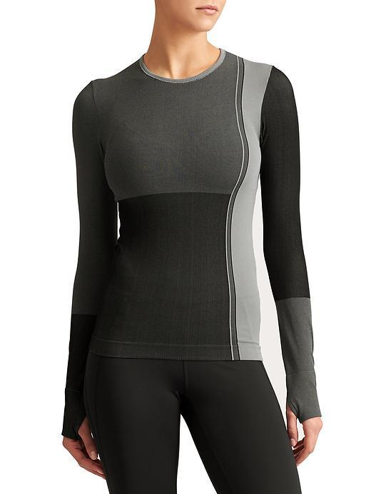 Athleta Womens Block Avenue Seamless Top Size L - Grey Color Block