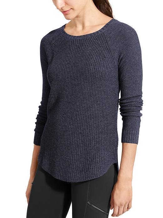 Athleta Womens Kennewick Crew Sweater Navy Heather Size Xl