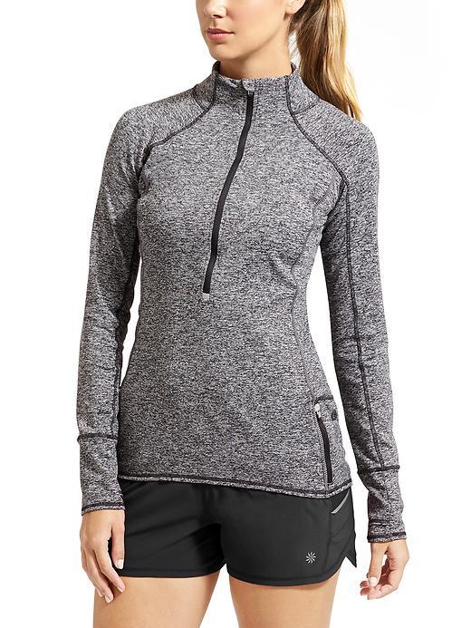 Athleta Womens Running Wild 3.0 Half Zip Size M - Charcoal Heather