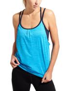 Athleta Womens Shadow Stripe Energize Tank Size L Tall - Flash Blue/navy