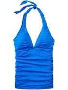 Athleta Womens Shirrendipity Halter Tankini Size L Tall - Caspian Blue