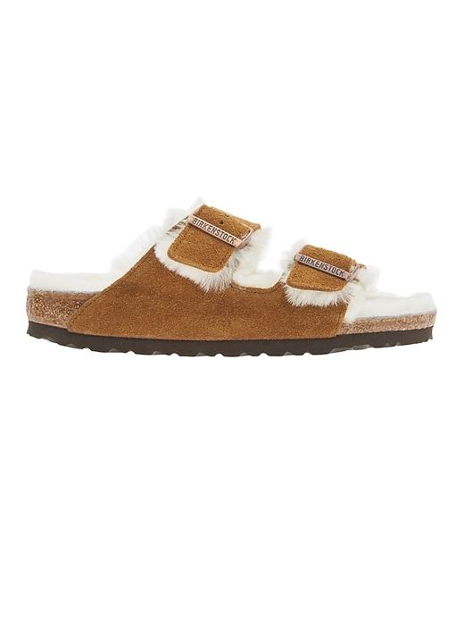 Athleta Womens Arizona Shearling Sandal By Birkenstock Mink/ Natural Size 38