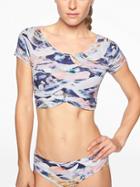 Athleta Womens Vivid Crop Tee Bikini Top Dress Blue Size L