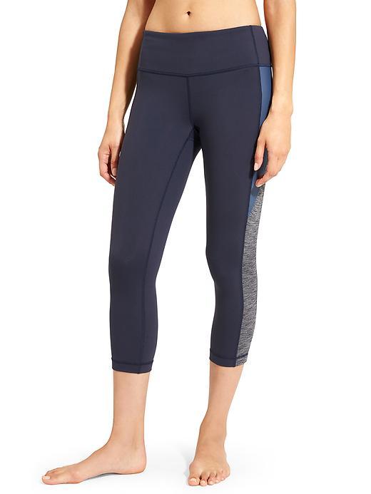 Athleta Womens Colorblock Shine Revelation Capri Size L - Navy