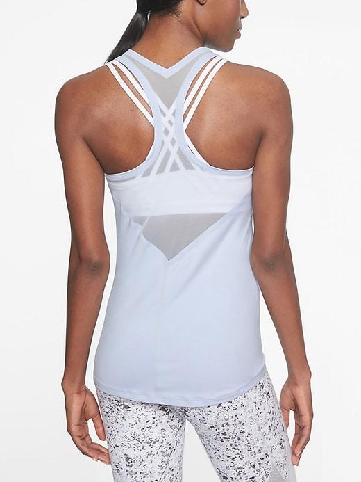 Athleta Womens Mesh Chi Tank Urban Blue Size M