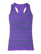 Athleta Neon Stripe Racerback Tank - Morning Glory Purple/granite Grey Stripe