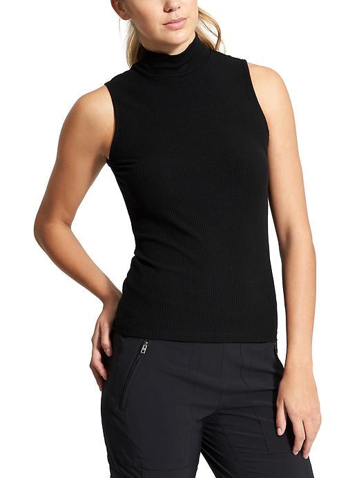 Athleta Womens Rib Turtleneck Tank Size M - Black