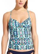 Athleta Womens Taza Kaimana Tankini Size 32d/dd Tall - Electric Jade