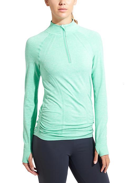 Athleta Womens Fastest Track Half Zip Size L - Mint Green Heather