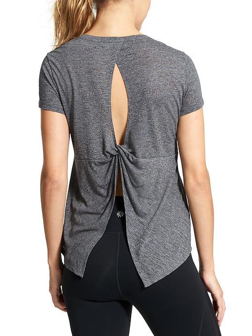 Athleta Womens Siro Twist Back Tee Size L - Grey Heather