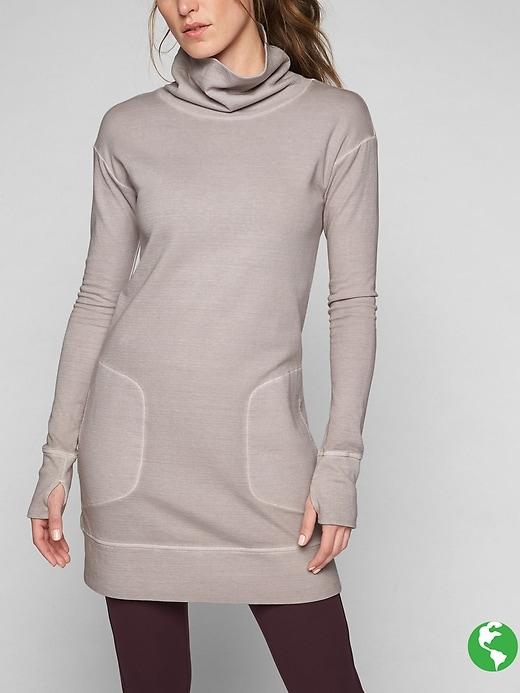Athleta Womens Eco Wash Turtleneck Sweatshirt Dress Size M - Pebble Grey