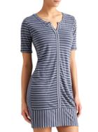 Athleta Womens Stripe Top Notch Tee Dress Size L - Navy/slate Grey