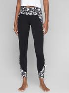 Athleta Womens Paint Salutation 7/8 Tight Size L Tall - Black/ White