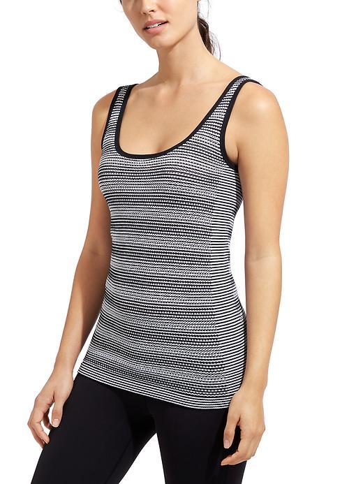 Athleta Womens Stripe Seamless Eyelet Tank Size L - Black/bright White