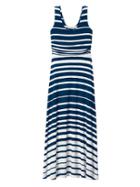 Athleta Womens Stripe Maxi Dress Size L - Navy/white