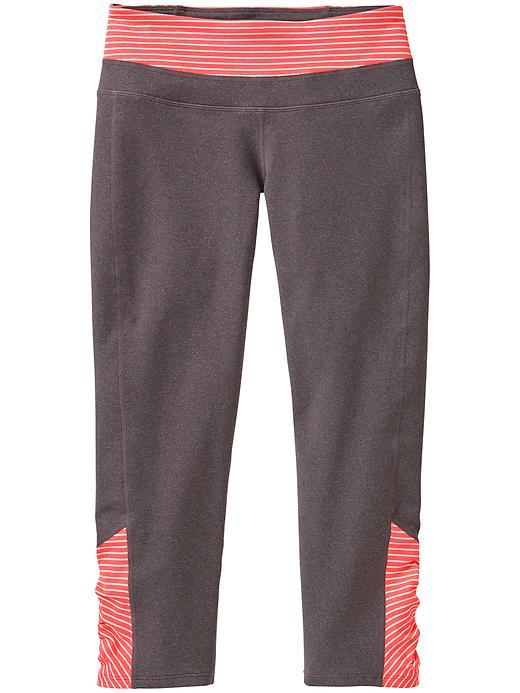 Athleta Womens Stripes Balance Capri Size Xs - Shale Heather/coral Sizzle