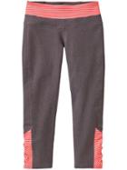 Athleta Womens Stripes Balance Capri Size Xs - Shale Heather/coral Sizzle
