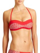 Athleta Womens Encinitas Bandeau Bikini Size L - Saffron Red Print