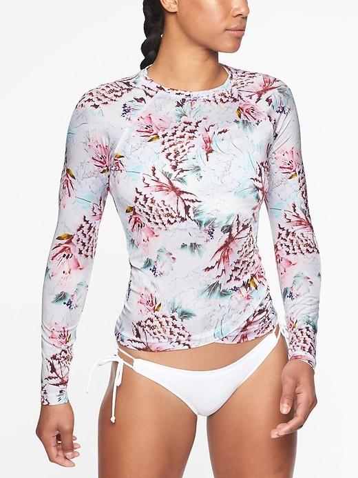 Athleta Womens Aqualuxe Lotus Rashguard Ethereal Print Size M