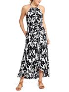 Athleta Womens Ikat Bloom Ripple Maxi Dress Size L - Black