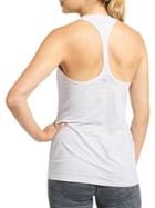 Athleta Womens High Neck Heather Stripe Chi Tank Size L - Fog Grey Heather/bright White