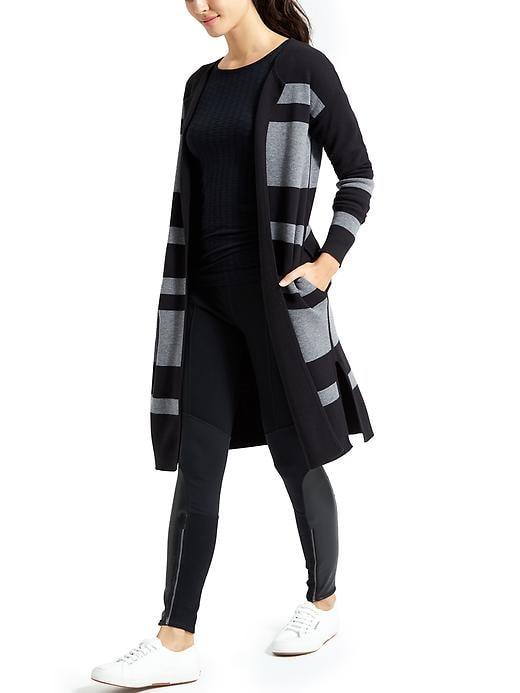 Athleta Womens Reversible Explore Sweater Coat Size L - Black/grey Heather