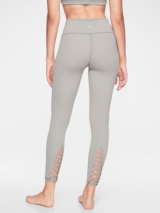 Athleta Womens Savasana Macrame 7/8 Tight Silver Grey Size S