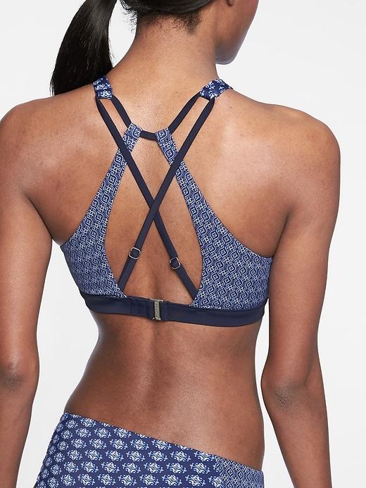 Athleta Womens Tangier High Neck Bikini Top Dress Blue Size 40d/dd