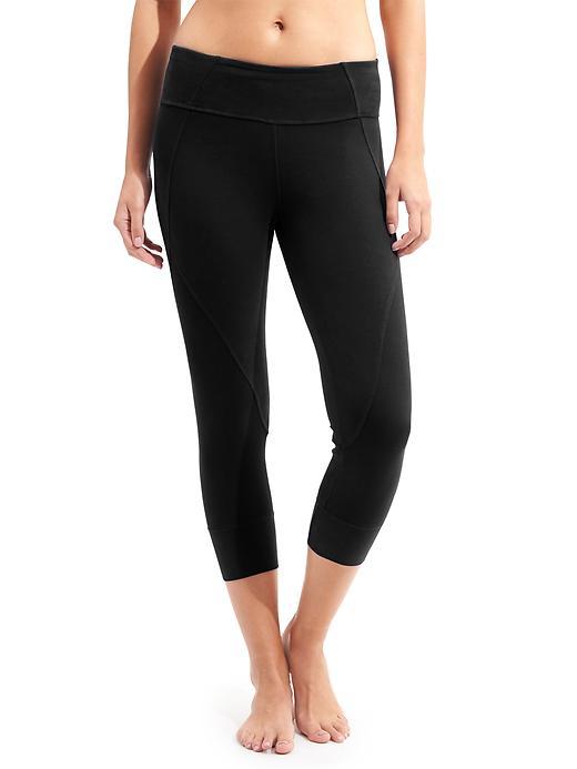 Athleta Womens Organic Cotton Rib-knit Exhale Capri Size L - Black