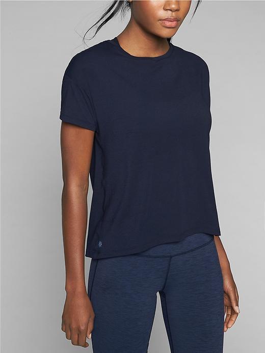 Athleta Womens Power Up Tee Size L Tall - Navy