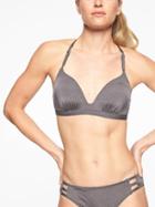 Athleta Womens Aqualuxe Molded Cup Bikini Top Silver Bells Size S