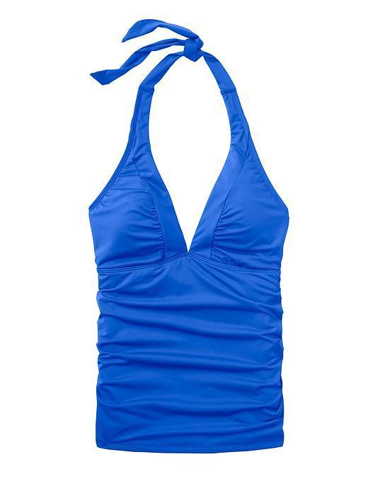 Athleta Womens Shirrendipity Halter Tankini Size M Tall - Caspian Blue