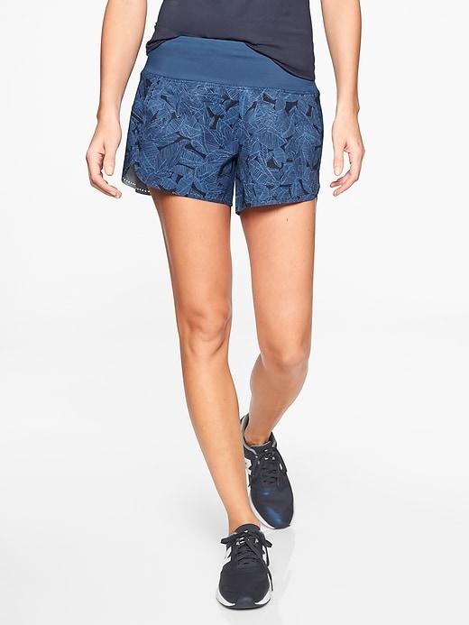 Athleta Womens Print Laser Run Short 4&#34 Blue Size S